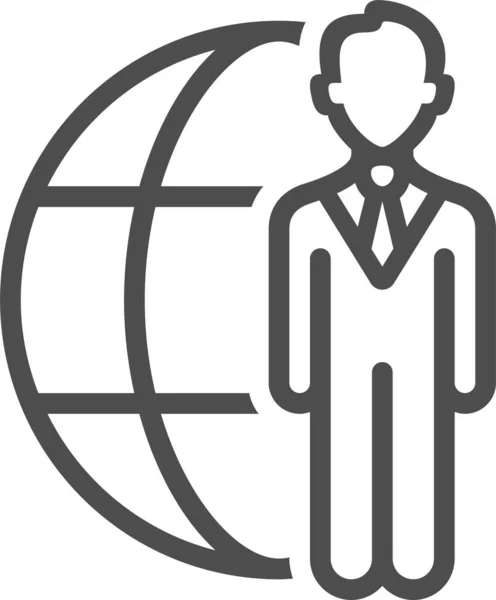 Businessman Globe Man Icon Outline Style — Stock vektor