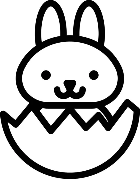 Baby Bunny Crack Egg Easter Icon Outline Style — Stock Vector