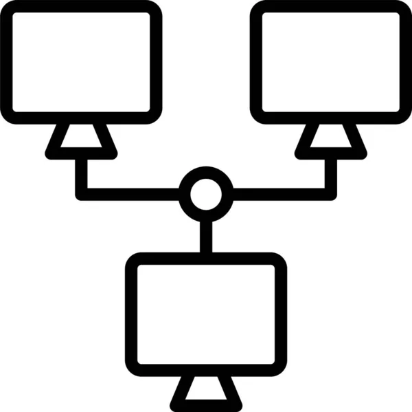 Εικονίδιο Δικτύου Σύνδεσης Υπολογιστή Στυλ Περίγραμμα — Διανυσματικό Αρχείο
