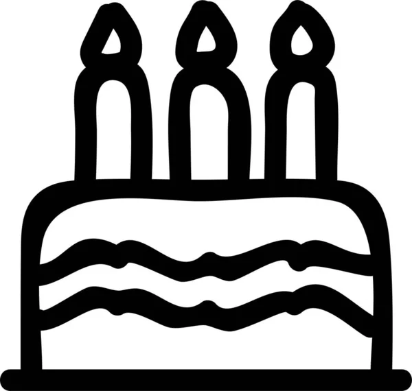 Икона Празднования Торта Свечи Стиле Ручной Работы — стоковый вектор