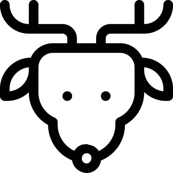 Icono Cabeza Ciervo Animal Estilo Esquema — Vector de stock