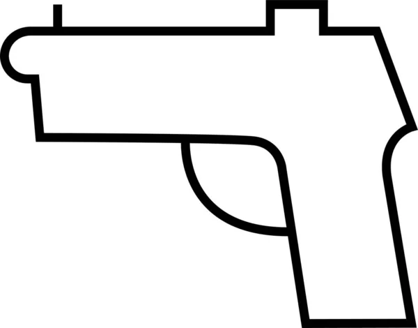 Pistola Icona Pistola Militare Stile Contorno — Vettoriale Stock