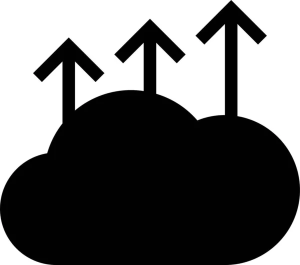 Pijl Cloud Opslag Pictogram Solid Stijl — Stockvector