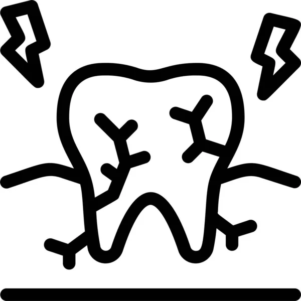 Broken Cracked Tooth Dental Care Icon — Stock Vector
