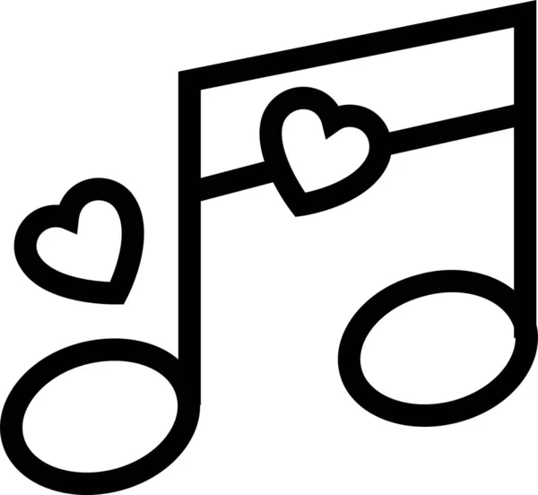 Älskar Musik Musik Ikon Kontur Stil — Stock vektor
