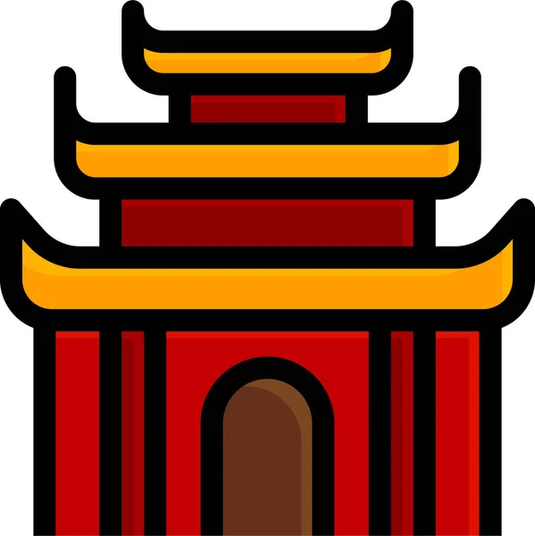 Starożytna Ikona Architektury Azjatyckiej Zarysie — Wektor stockowy