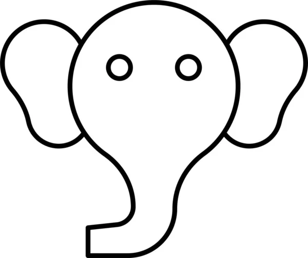 Elefantengesicht Ikone Umriss Stil — Stockvektor