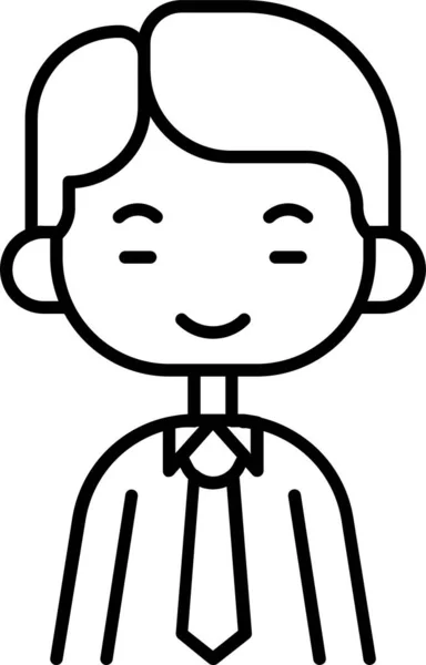 Avatar Chico Chino Icono Estilo Esquema — Vector de stock