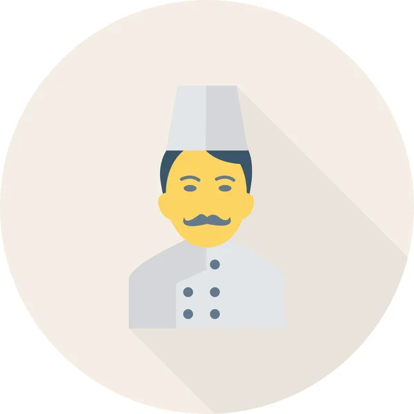 Avatar Chef Cozinhar Ícone Estilo Longa Sombra — Vetor de Stock