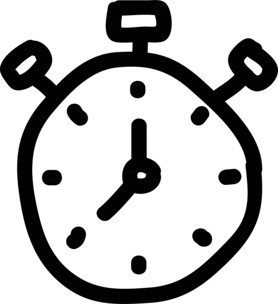 Alarm Bell Clock Icon Handdrawn Style — Stock Vector
