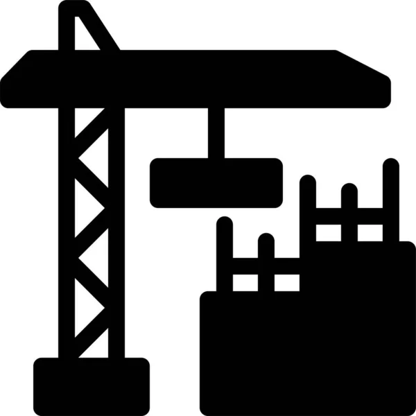 Membangun Ikon Crane Konstruksi Dengan Gaya Padat - Stok Vektor