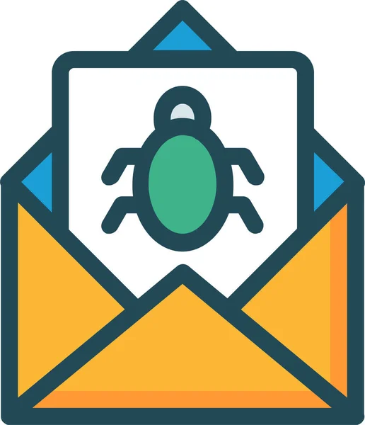 Ícone Malware Mail Bug Estilo Esboço Preenchido — Vetor de Stock