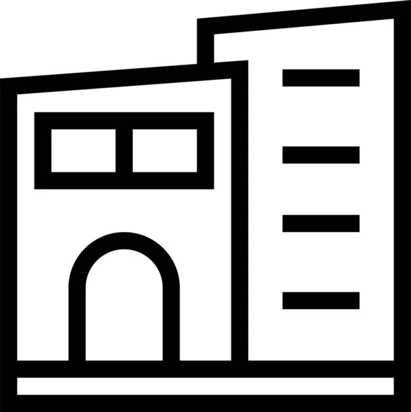 Architektur Gebäude Kommerzielle Ikone Umriss Stil — Stockvektor