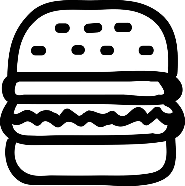 Burger Eszik Eszik Ikon Kézzel Rajzolt Stílusban — Stock Vector