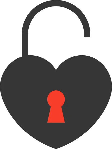 Εικονίδιο Κλειδώματος Κλειδιού Καρδιάς Στερεό Στυλ — Διανυσματικό Αρχείο