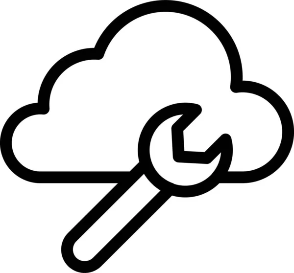 Icône Réparation Base Données Cloud Dans Style Contour — Image vectorielle