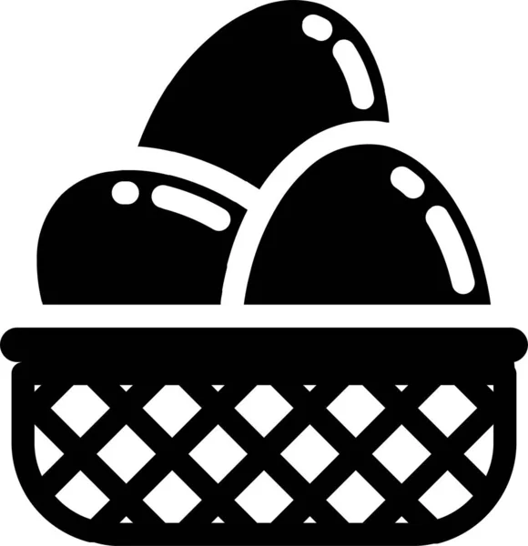 Easter Egg Egg Basket Icon Solid Style — Stock Vector