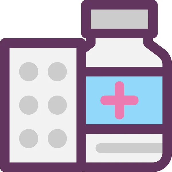 Medikamente Gesunde Medizinische Ikone Ausgefüllten Outline Stil — Stockvektor