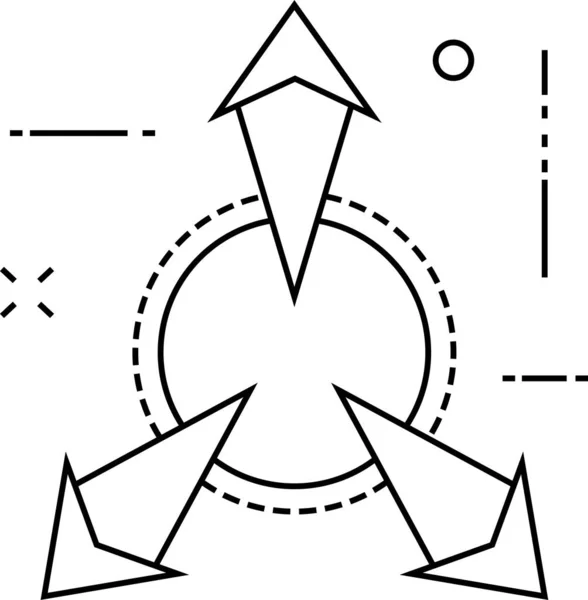 Flèche Chevron Icône Courbe Dans Style Contour — Image vectorielle