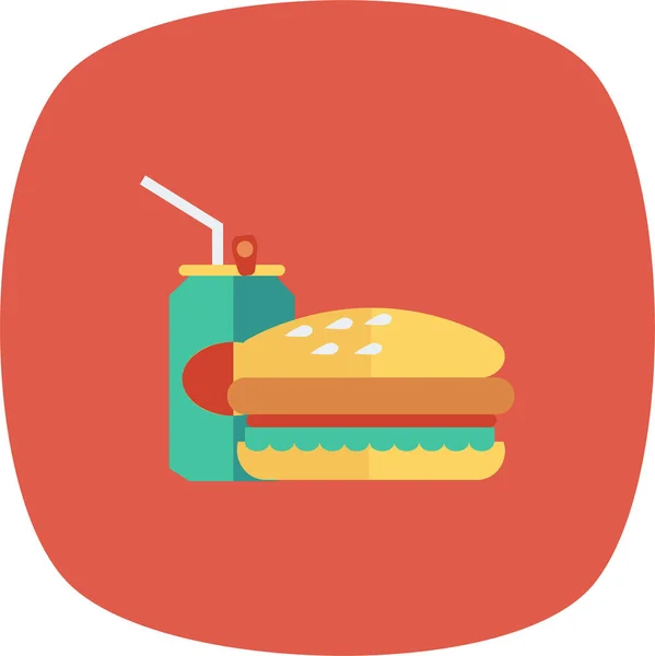 Бургер Чізбургер Коксовий Значок Плоскому Стилі — стоковий вектор