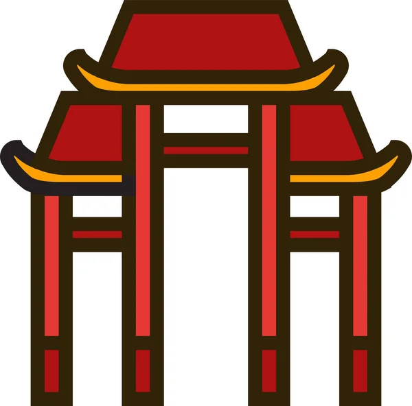 Chinese New Year Door Gate Icon Filled Outline Style — Stock vektor