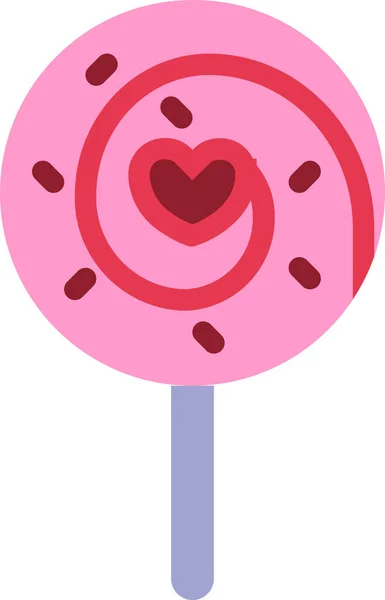 Süßigkeiten Lutscher Love Ikone Flachen Stil — Stockvektor