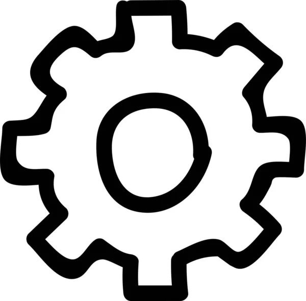 Icono Engranaje Configuración Cogwheel Estilo Dibujado Mano — Archivo Imágenes Vectoriales