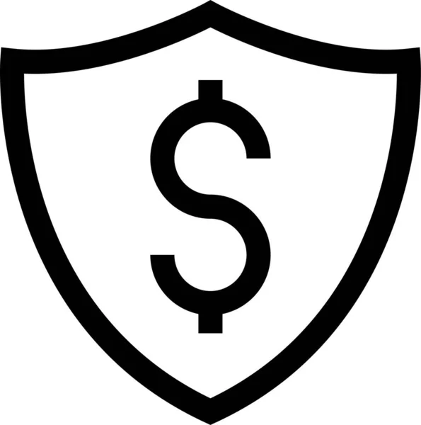 Δολάριο Ιδιωτική Ασφαλή Εικονίδιο Στυλ Περίγραμμα — Διανυσματικό Αρχείο