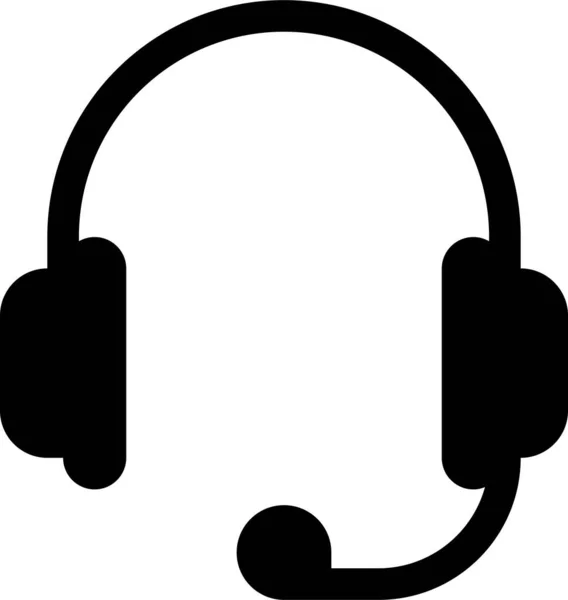 Call Center Communication Headphones Icon Solid Style — 图库矢量图片