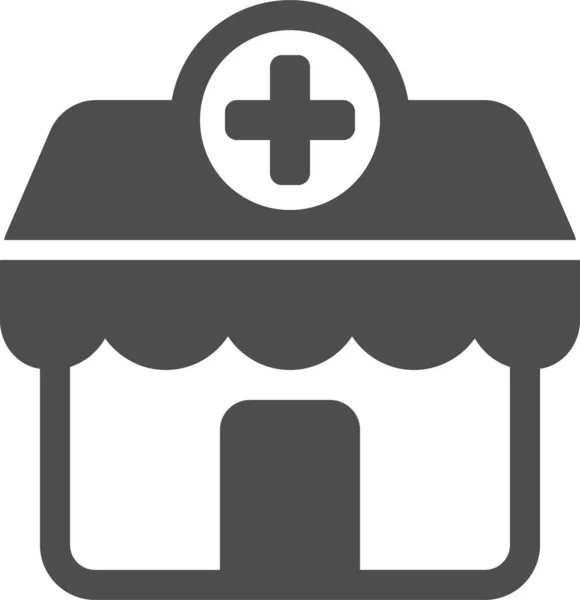 Apotheke Krankenhaus Gebäude Ikone — Stockvektor