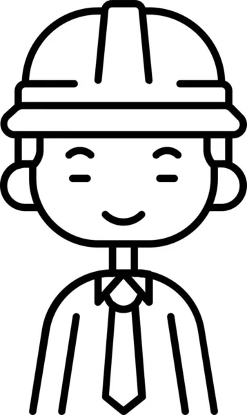 Avatar Jongen Chinees Pictogram Outline Stijl — Stockvector