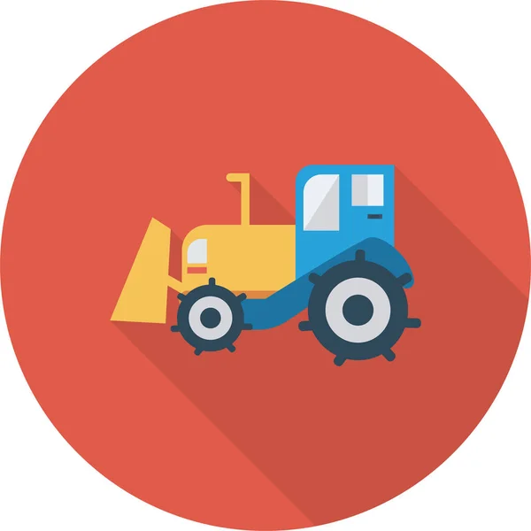 Icône Tracteur Agricole Automobile Dans Style Ombre Longue — Image vectorielle