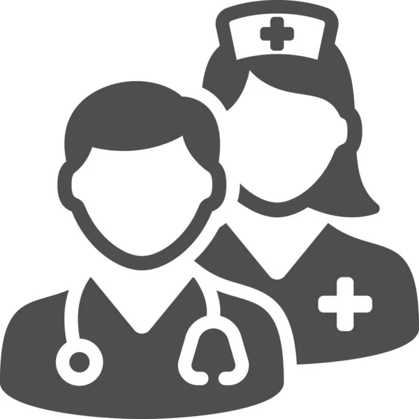 Médecin Infirmière Personnel Hospitalier Icône — Image vectorielle