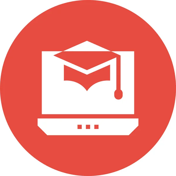 Čepice Elearning Graduate Icon Badge Style — Stockový vektor