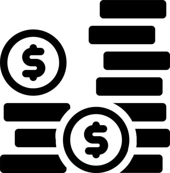 Icône Pièce Monnaie Affaires Bancaire Dans Style Solide — Image vectorielle
