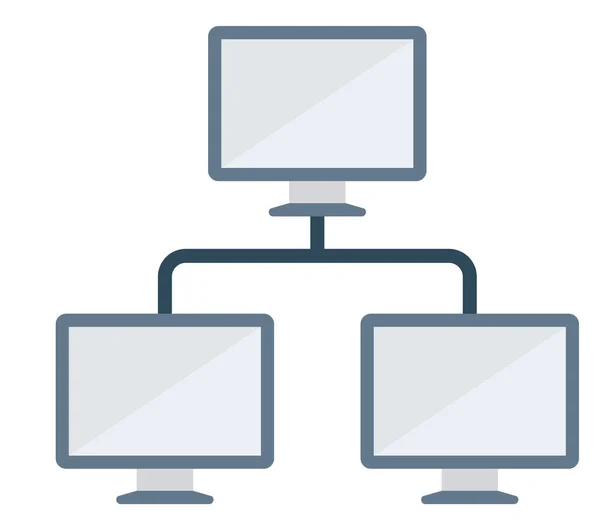 Computer Database Netwerk Icoon Platte Stijl — Stockvector