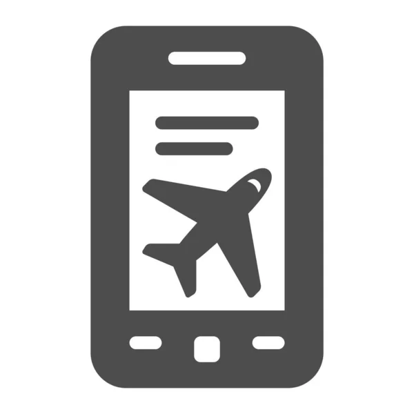 Rezervace Letu Mobilní Telefon Ikona Pevném Stylu — Stockový vektor