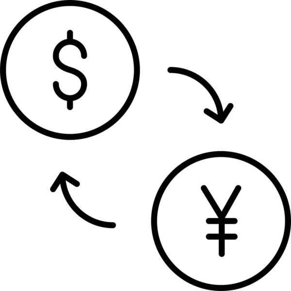 Icône Argent Change Dollar Dans Style Contour — Image vectorielle