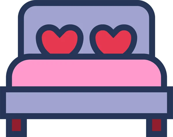 Κρεβάτι Υπνοδωμάτιο Αγάπη Εικονίδιο Στυλ Γεμάτο Περίγραμμα — Διανυσματικό Αρχείο