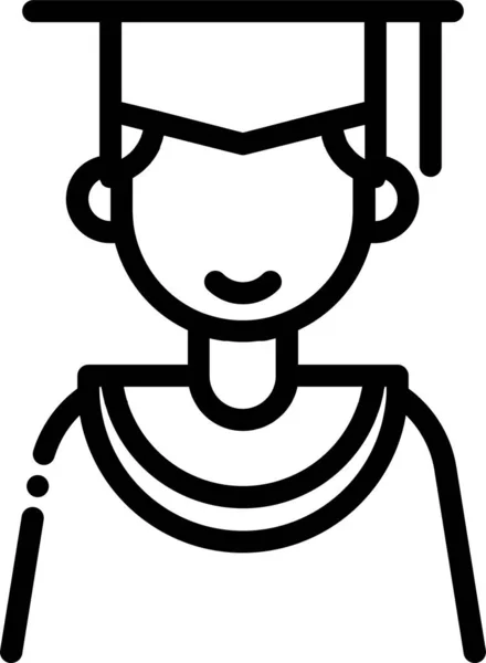 Boy Student Education Graduation Icon Outline Style — 图库矢量图片