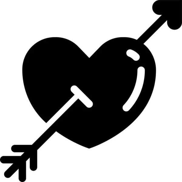 Flecha Caer Amor Icono Del Corazón Estilo Sólido — Vector de stock