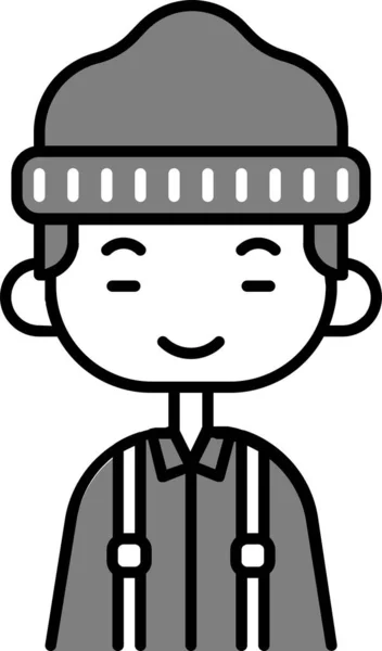 Avatar Boy Chinese Icon Filled Outline Style — 图库矢量图片