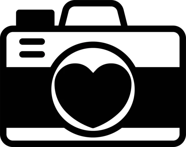 Ikona Miłości Aparatu Fotograficznego Solidnym Stylu — Wektor stockowy