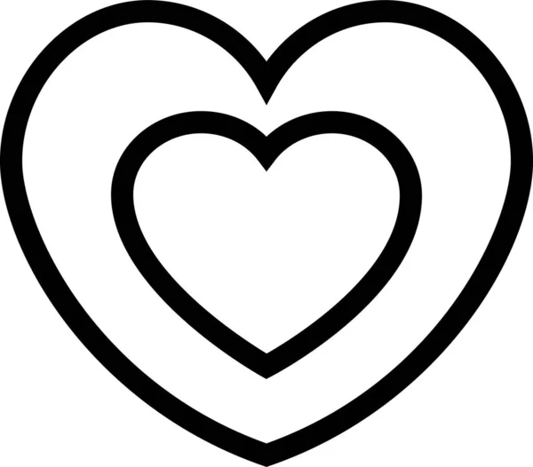 Сердце Икона Любви Стиле Абрис — стоковый вектор