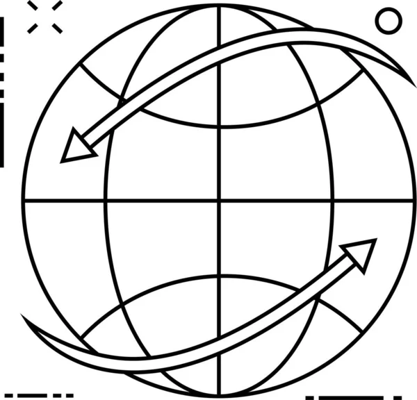 Icono Mundial Tierra Estilo Esquema — Vector de stock