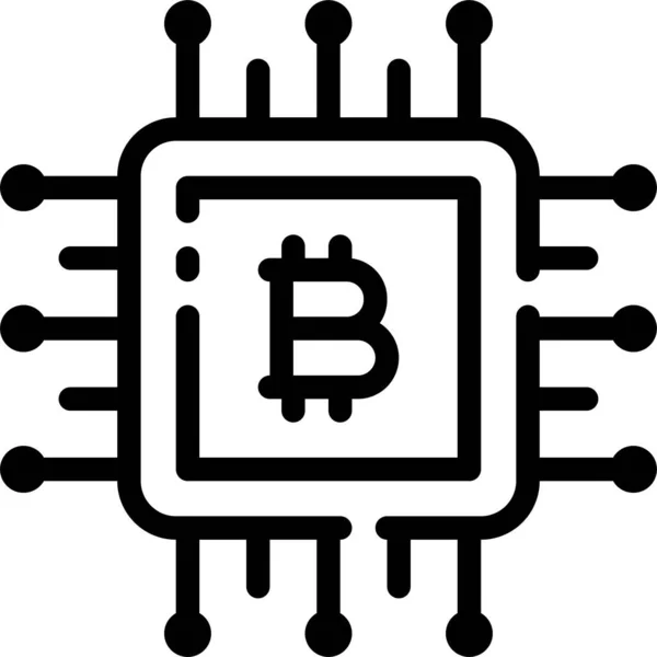 Bitcoin Business Chip Icon Outline Style — Stock Vector