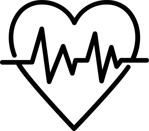 Icona Del Battito Cardiaco Emergenza Sanitaria Stile Contorno — Vettoriale Stock