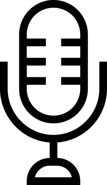 Mikrofon Audio Ikona Stylu Zarysu — Wektor stockowy