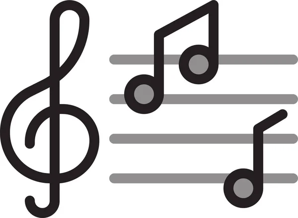 Aprendizaje Educación Icono Música Estilo Contorno Lleno — Archivo Imágenes Vectoriales