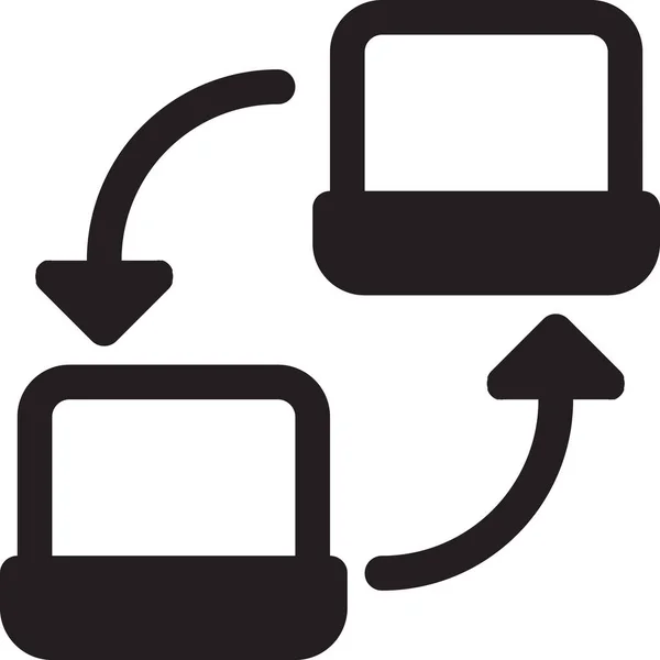 Icono Datos Conexión Computadora Estilo Sólido — Vector de stock